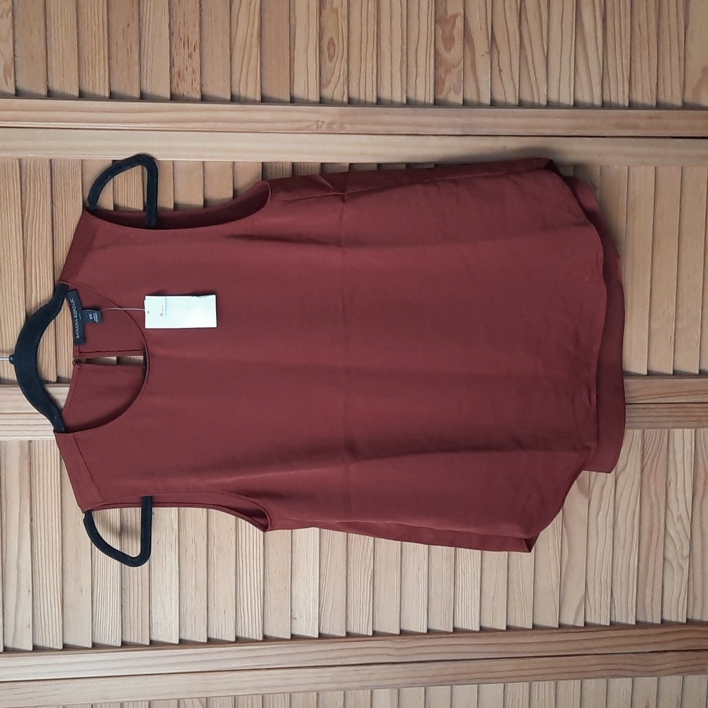 Banana Republic Rust Scoop Neck Single Button Sleeveless Tunic Top Size XSmall